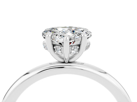 White gold Heart Cut Moissanite Solitaire Ring with Thin Band and Four-Prong Setting_4