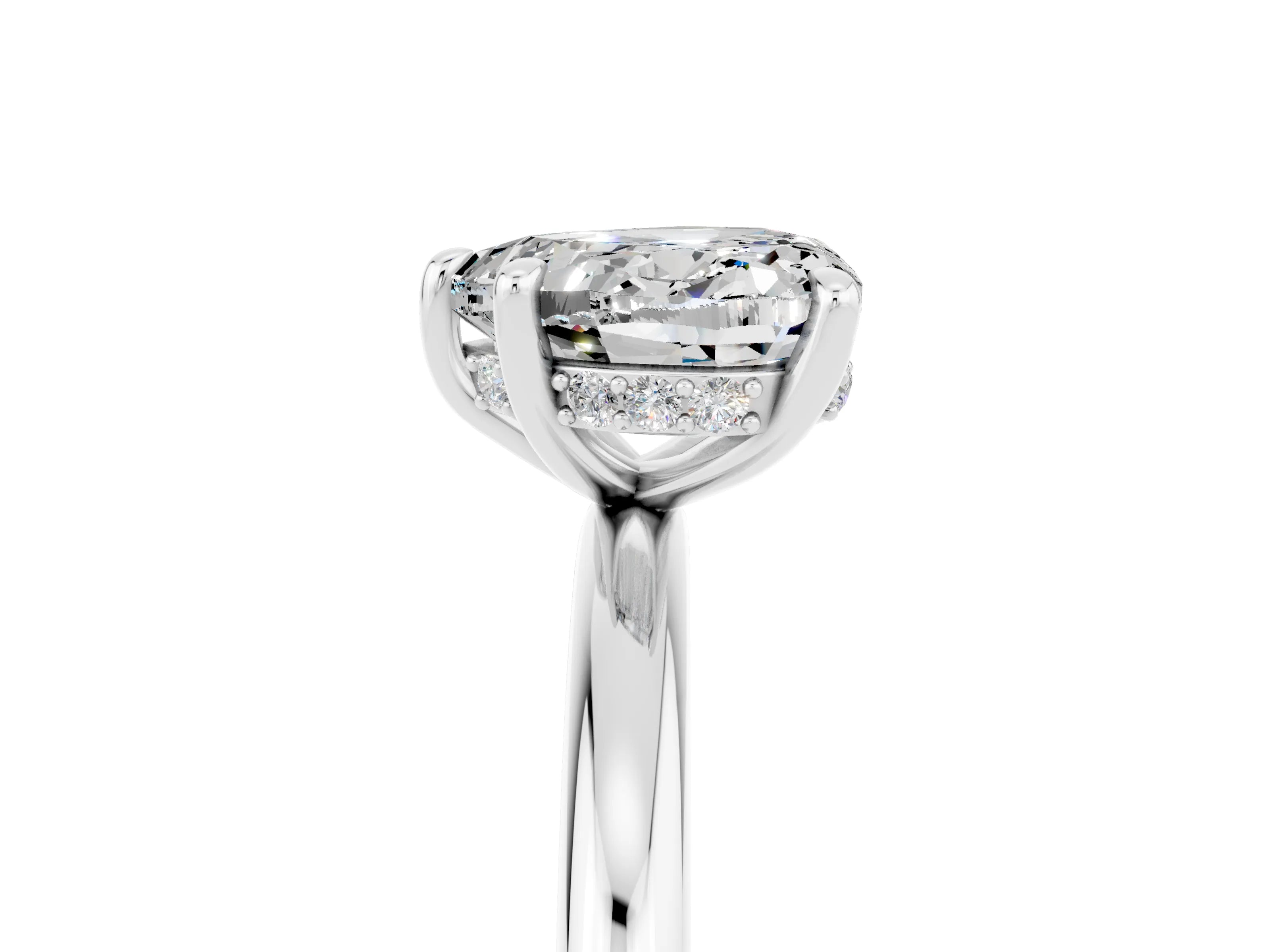 White gold Heart Cut Moissanite Solitaire Ring with Thin Band and Four-Prong Setting_5
