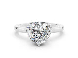 White gold Heart Cut Moissanite Solitaire Ring with Thin Band and Prong Setting_12