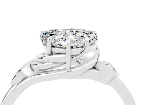 White gold Heart Cut Moissanite Solitaire Ring with Twist Band and Four-Prong Setting_16