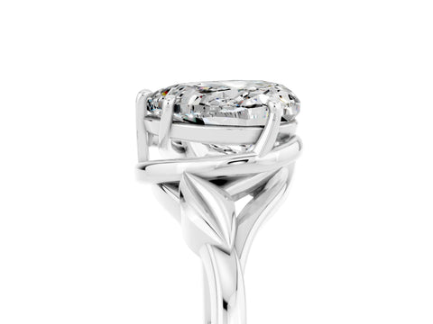 White gold Heart Cut Moissanite Solitaire Ring with Twist Band and Four-Prong Setting_17