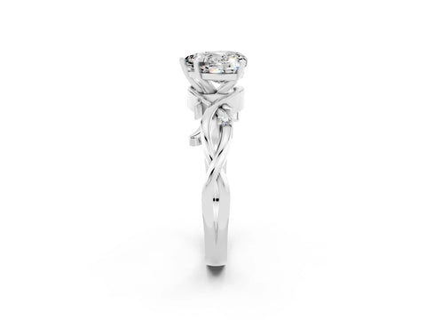 White gold Heart Cut Moissanite Solitaire Ring with Twisted Band and Prong Setting_2