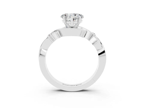 White gold Heart Cut Moissanite Solitaire Ring with Twisted Band and Prong Setting_3