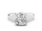 White gold Heart Cut Moissanite Solitaire Ring with Wide Band and Prong Setting