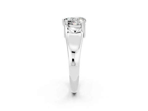 White gold Heart Cut Moissanite Solitaire Ring with Wide Band and Prong Setting_2