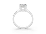White gold Heart Cut Moissanite Solitaire Ring with Wide Band and Prong Setting_3