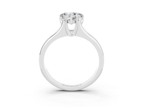 White gold Heart Cut Moissanite Solitaire Ring with Wide Band and Prong Setting_3