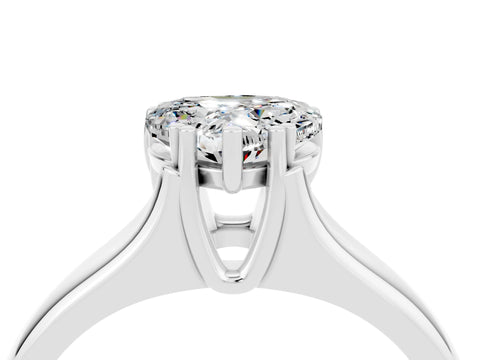 White gold Heart Cut Moissanite Solitaire Ring with Wide Band and Prong Setting_4