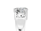 White gold Heart Cut Moissanite Solitaire Ring with Wide Band and Prong Setting_5