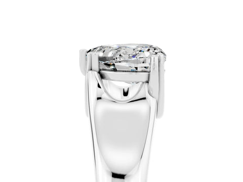 White gold Heart Cut Moissanite Solitaire Ring with Wide Band and Prong Setting_5