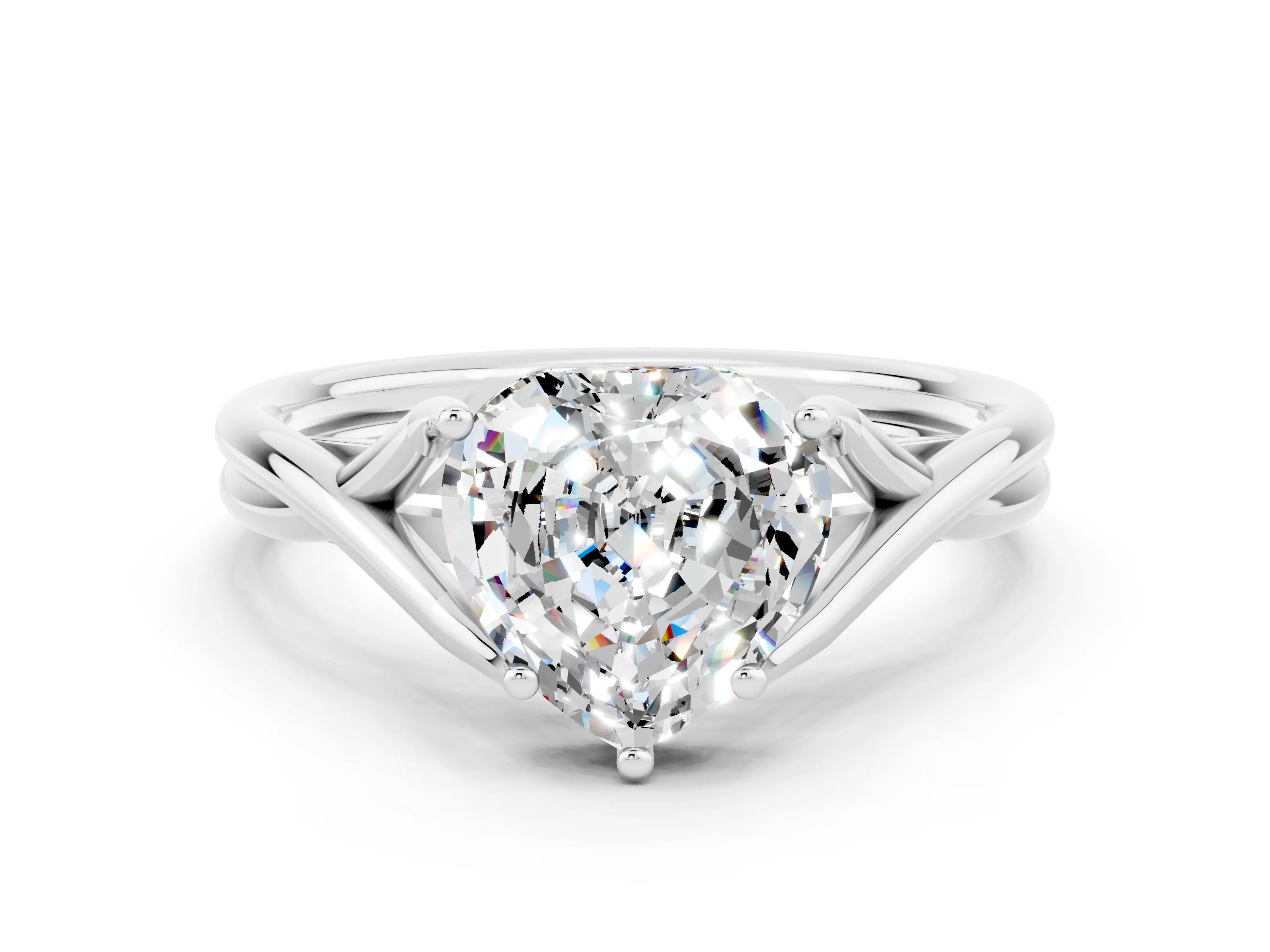 White gold Heart Cut Moissanite Solitaire Twist Band Prong Setting Ring_54