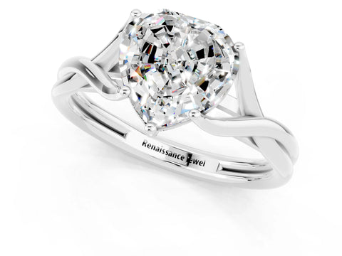 White gold Heart Cut Moissanite Solitaire Twist Band Prong Setting Ring_55