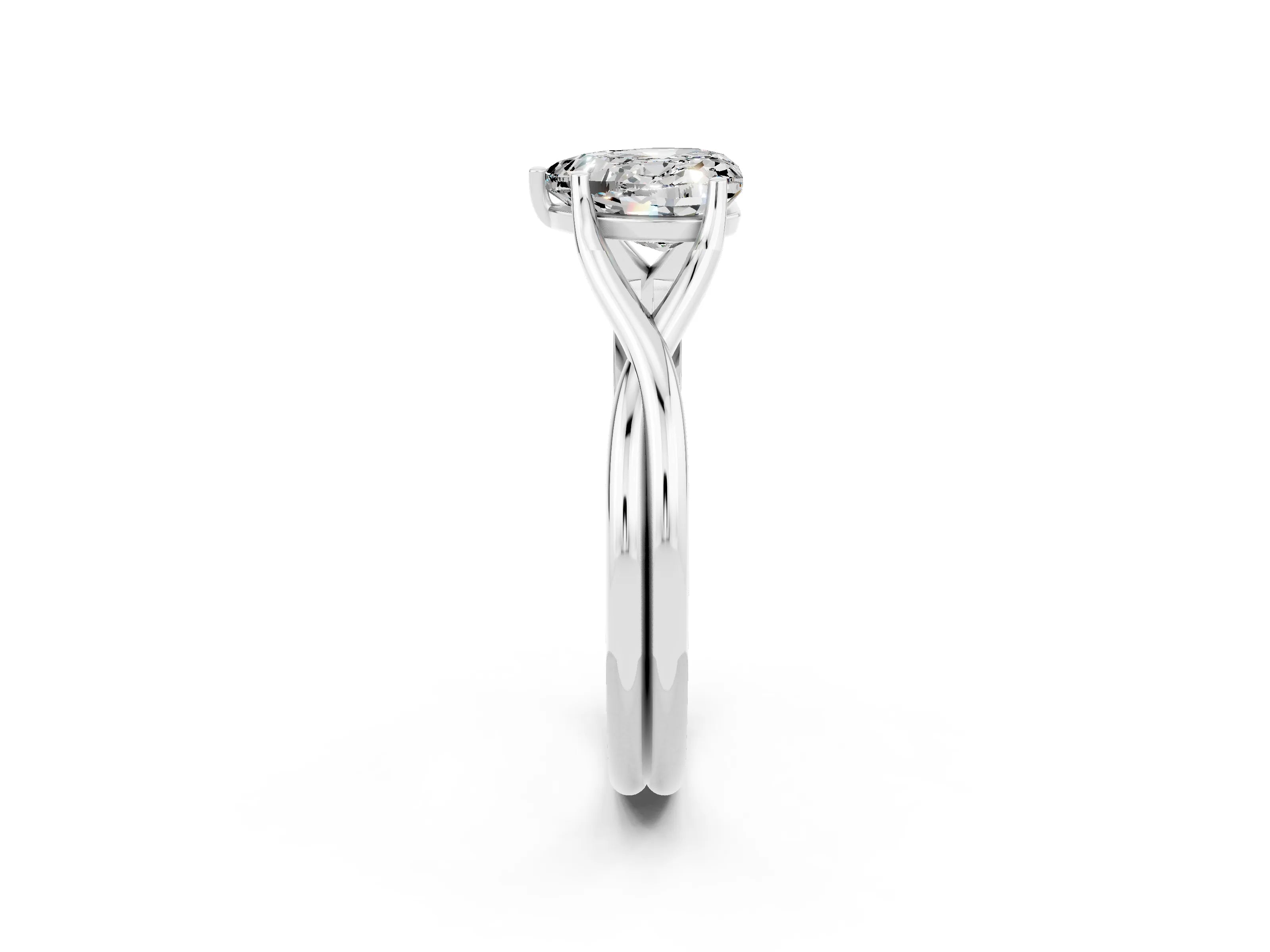 White gold Heart Cut Moissanite Solitaire Twist Band Prong Setting Ring_56