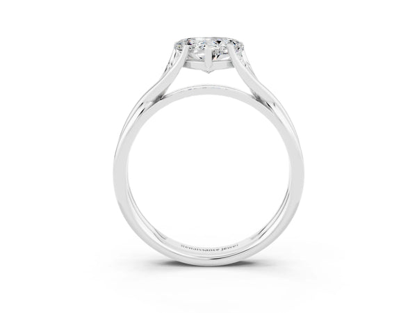 Silver Heart Cut Moissanite Solitaire Twist Band Prong Setting Ring