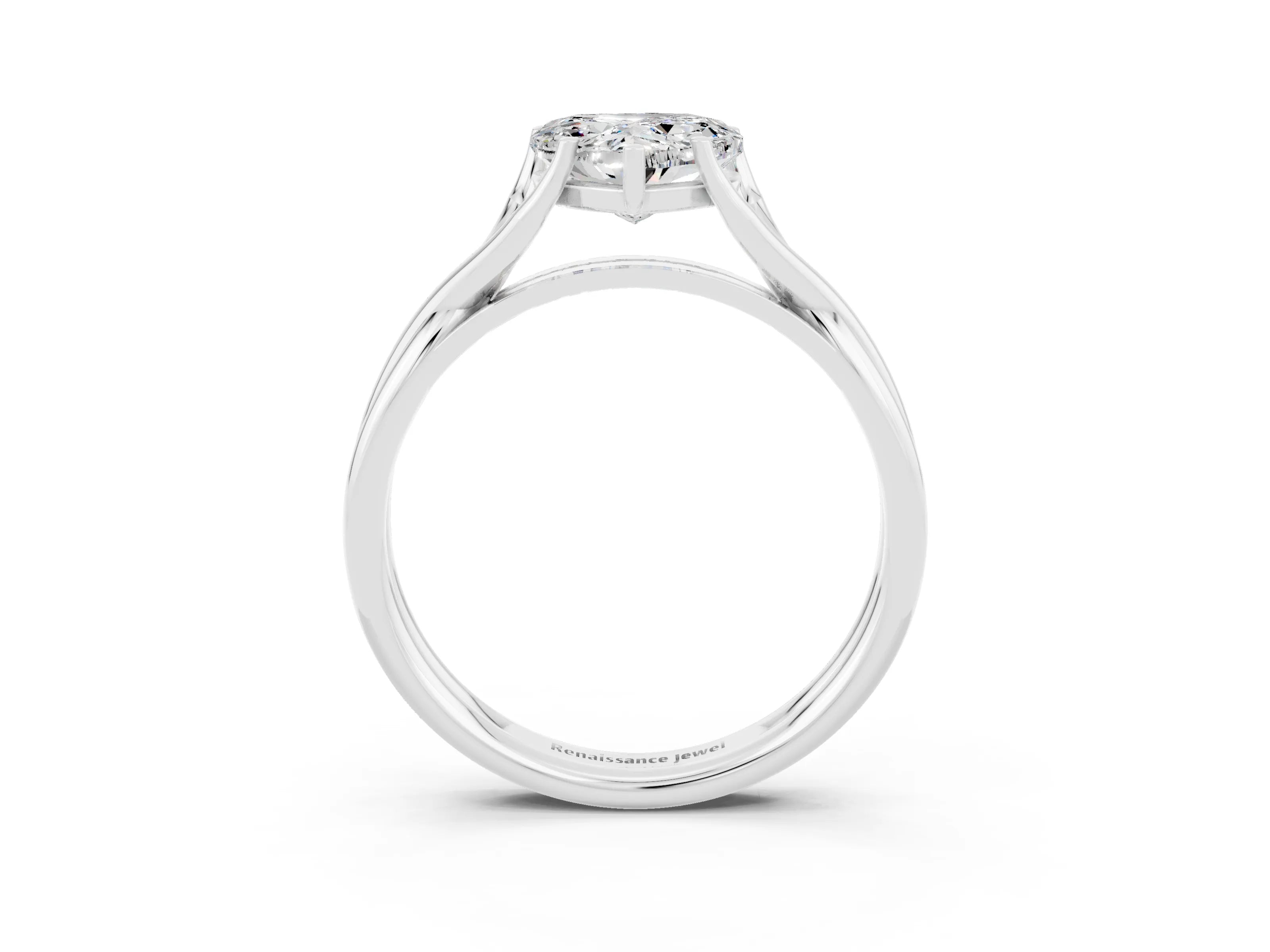 White gold Heart Cut Moissanite Solitaire Twist Band Prong Setting Ring_57
