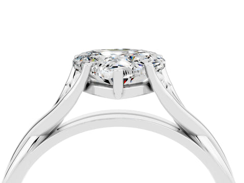 White gold Heart Cut Moissanite Solitaire Twist Band Prong Setting Ring_63