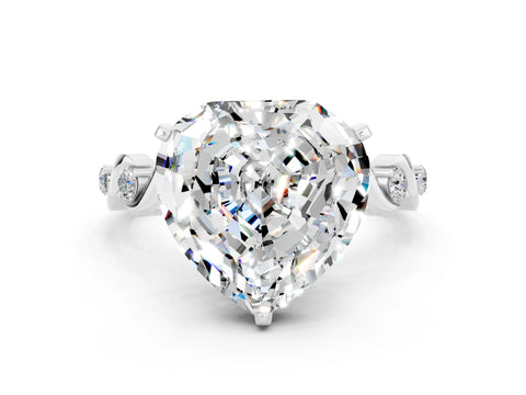 White gold Heart Cut Moissanite Solitaire Twisted Band with Round  Accents and Prong Setting_12