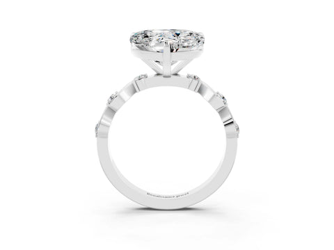 White gold Heart Cut Moissanite Solitaire Twisted Band with Round  Accents and Prong Setting_15