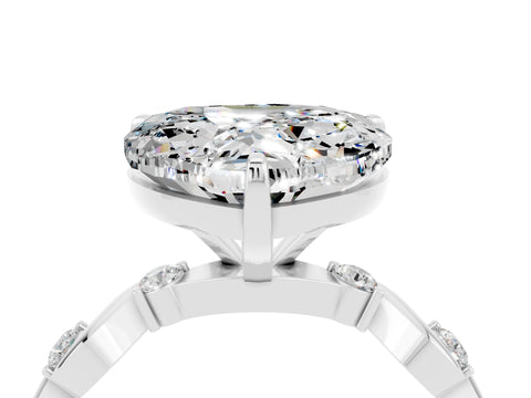 White gold Heart Cut Moissanite Solitaire Twisted Band with Round  Accents and Prong Setting_16