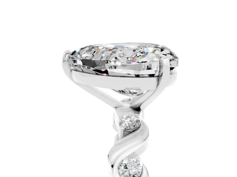White gold Heart Cut Moissanite Solitaire Twisted Band with Round  Accents and Prong Setting_17