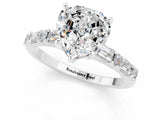 White gold Heart Cut Moissanite Solitaire with Side Baguettes and Channel Set Band_1