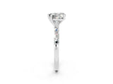 White gold Heart Cut Moissanite Solitaire with Side Baguettes and Channel Set Band_2