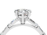 White gold Heart Cut Moissanite Solitaire with Side Baguettes and Channel Set Band_4