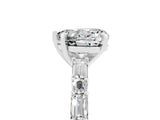 White gold Heart Cut Moissanite Solitaire with Side Baguettes and Channel Set Band_5