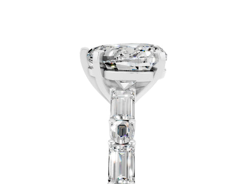 White gold Heart Cut Moissanite Solitaire with Side Baguettes and Channel Set Band_5
