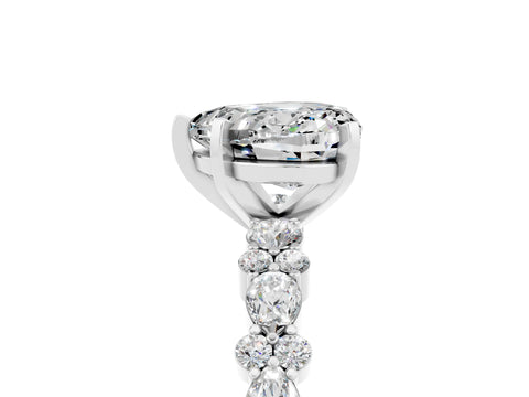 White gold Heart Cut Moissanite Solitaire with Side Stones, Pave Band, Four-Prong Setting_17