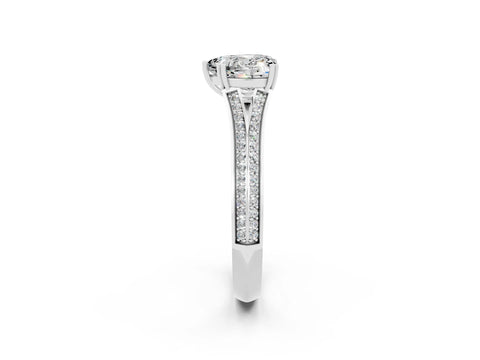 White gold Heart Cut Moissanite Split Shank Engagement Ring with Pavé Band_2