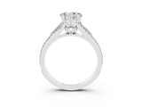 White gold Heart Cut Moissanite Split Shank Engagement Ring with Pavé Band_3