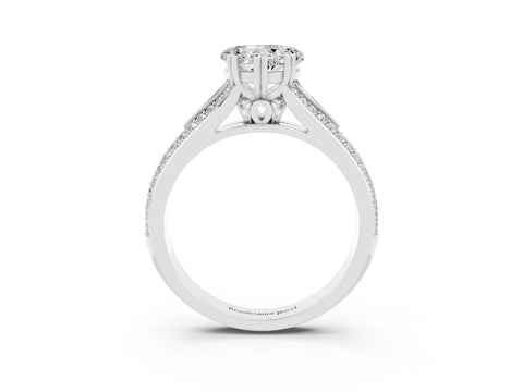 White gold Heart Cut Moissanite Split Shank Engagement Ring with Pavé Band_3