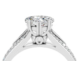 White gold Heart Cut Moissanite Split Shank Engagement Ring with Pavé Band_4