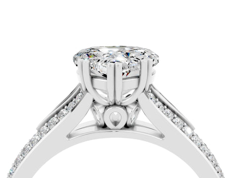 White gold Heart Cut Moissanite Split Shank Engagement Ring with Pavé Band_4
