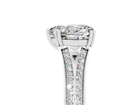 White gold Heart Cut Moissanite Split Shank Engagement Ring with Pavé Band_5