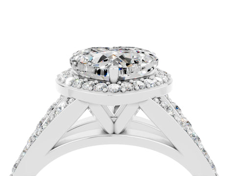 White gold Heart Cut Moissanite Split Shank Halo Ring with Four-Prong Setting_14