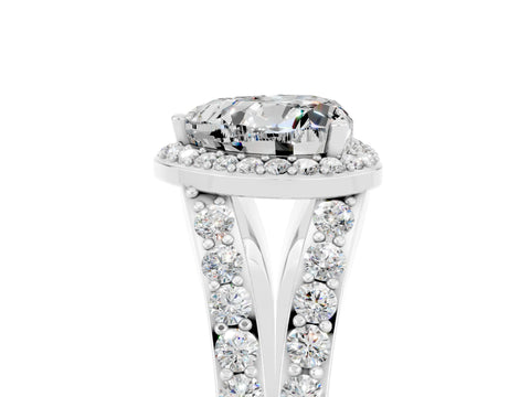 White gold Heart Cut Moissanite Split Shank Halo Ring with Four-Prong Setting_15