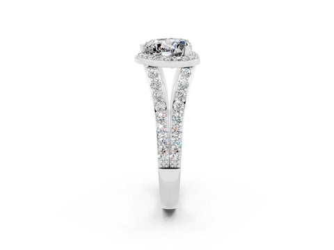 White gold Heart Cut Moissanite Split Shank Halo Ring with Four-Prong Setting_24