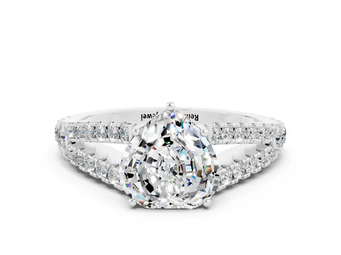 White gold Heart Cut Moissanite Split Shank Pavé Engagement Ring with Four-Prong Setting_12