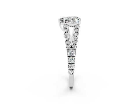 White gold Heart Cut Moissanite Split Shank Pavé Engagement Ring with Four-Prong Setting_14