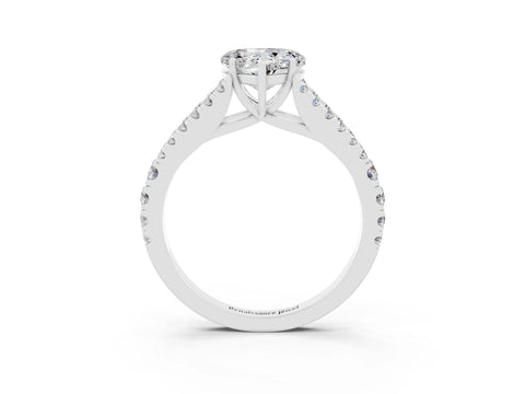 White gold Heart Cut Moissanite Split Shank Pavé Engagement Ring with Four-Prong Setting_15