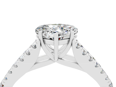 White gold Heart Cut Moissanite Split Shank Pavé Engagement Ring with Four-Prong Setting_16