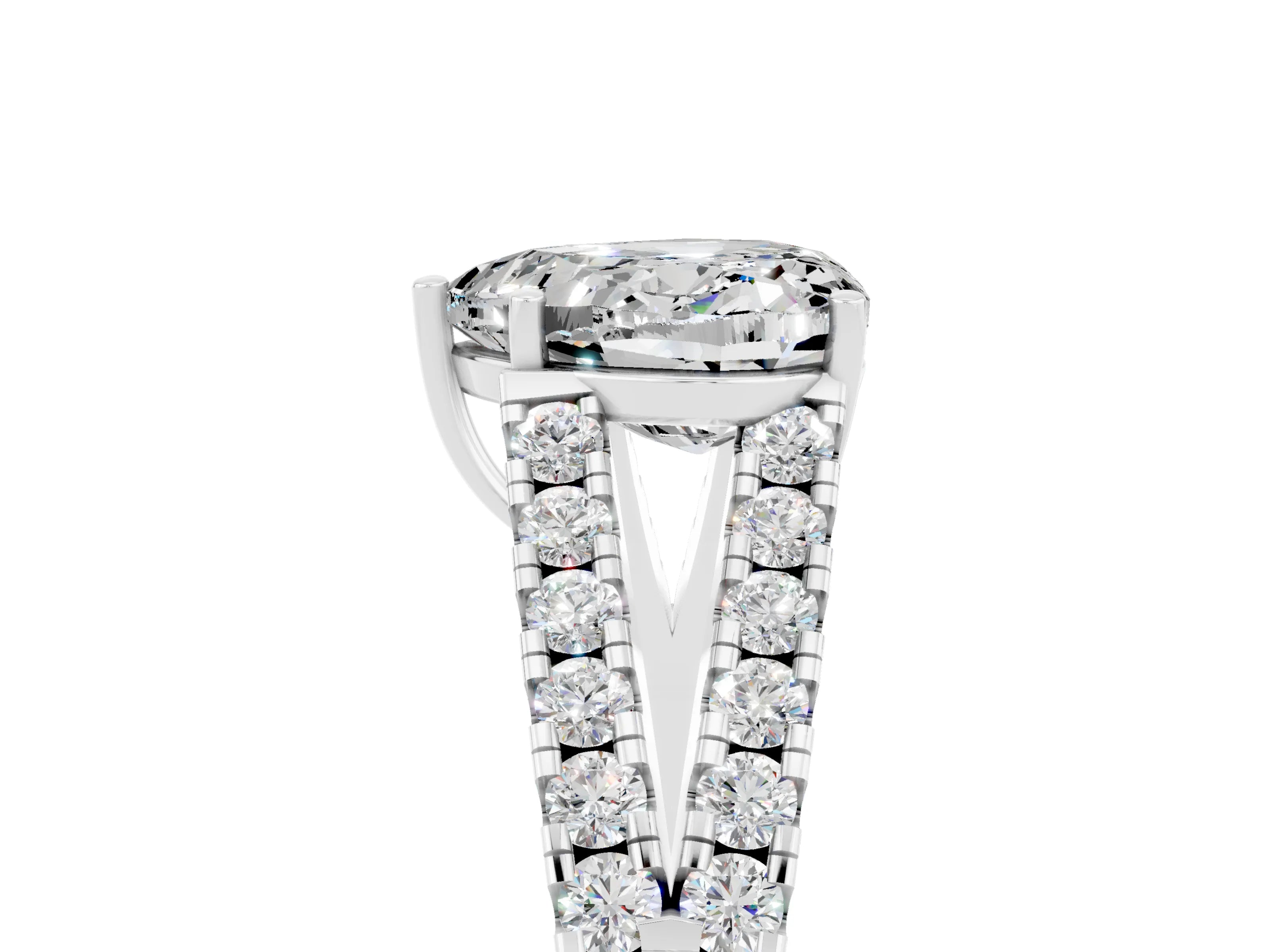 White gold Heart Cut Moissanite Split Shank Pavé Engagement Ring with Four-Prong Setting_17