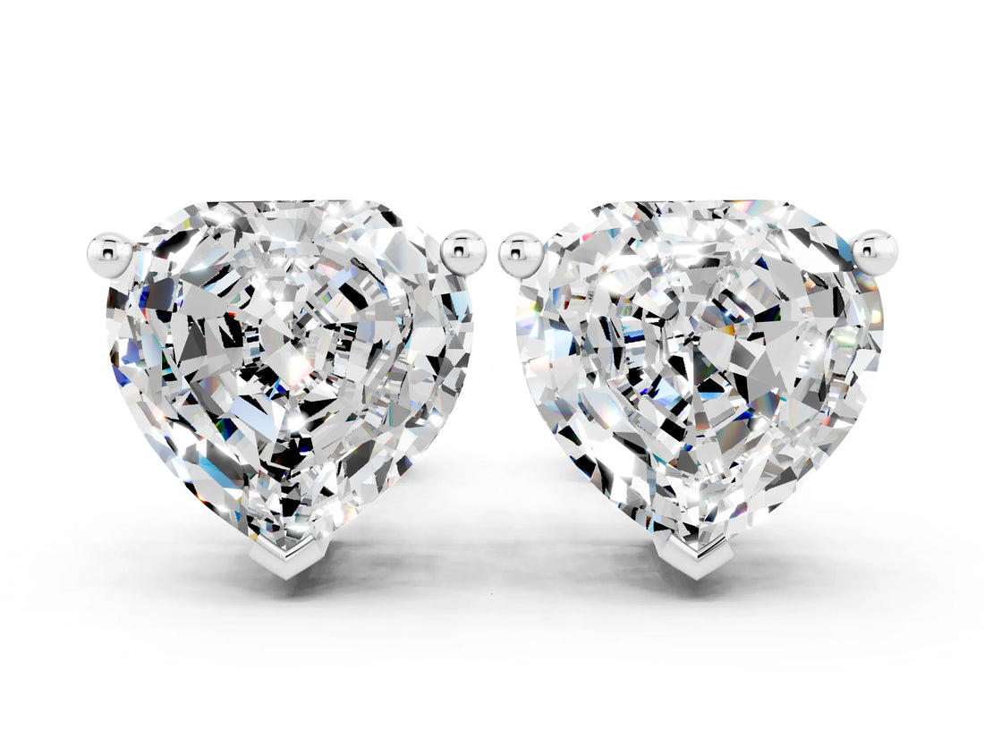 White gold Heart Cut Moissanite Stud Earrings_12