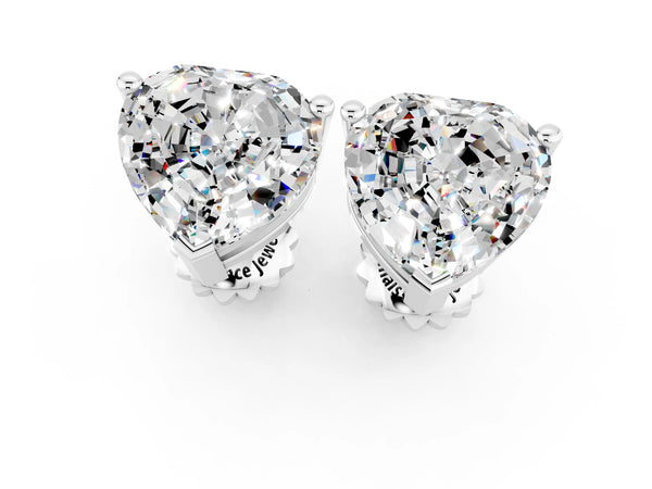 White gold Heart Cut Moissanite Stud Earrings