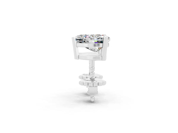 Platinum Heart Cut Moissanite Stud Earrings
