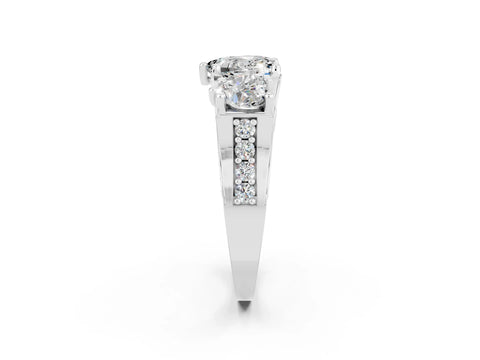 White gold Heart Cut Moissanite Three-Stone Ring with Channel Set Band and Four-Prong Setting_2