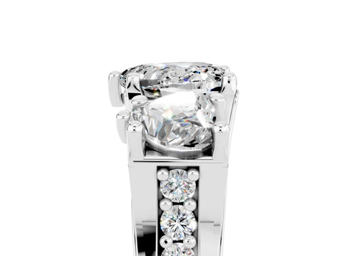 White gold Heart Cut Moissanite Three-Stone Ring with Channel Set Band and Four-Prong Setting_5