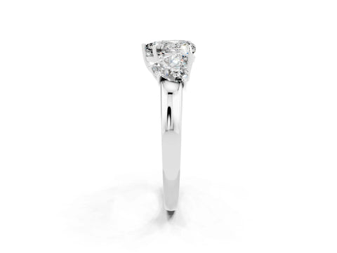 White gold Heart Cut Moissanite Three-Stone Ring with Four-Prong Setting and Classic Band_2